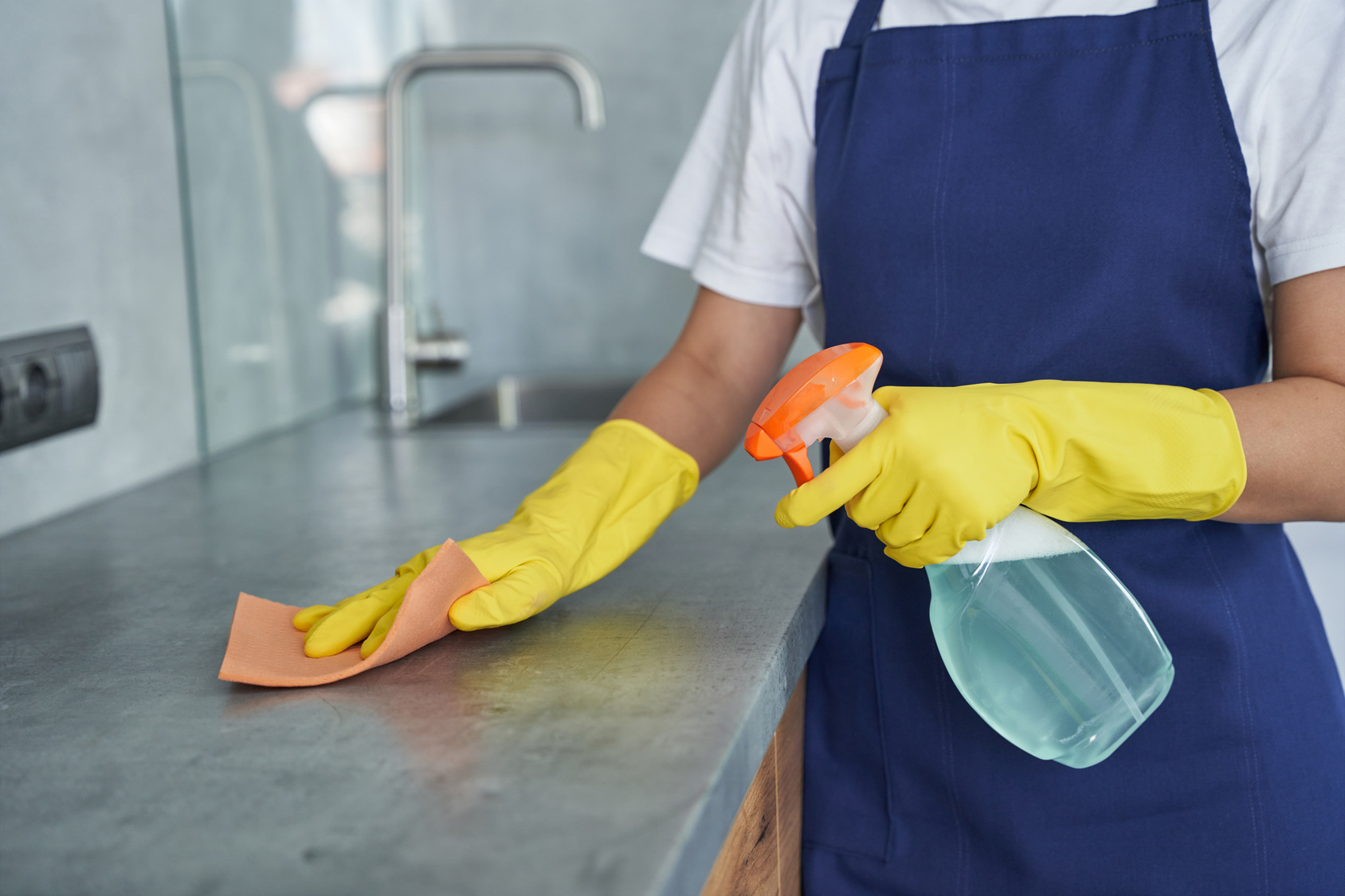 Professional cleaning team at work in a home
